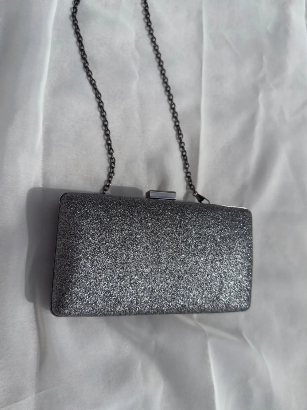 NATASHA Gunmetal Gray Swarovski Crystals Embellished Crossbody Evening Bag